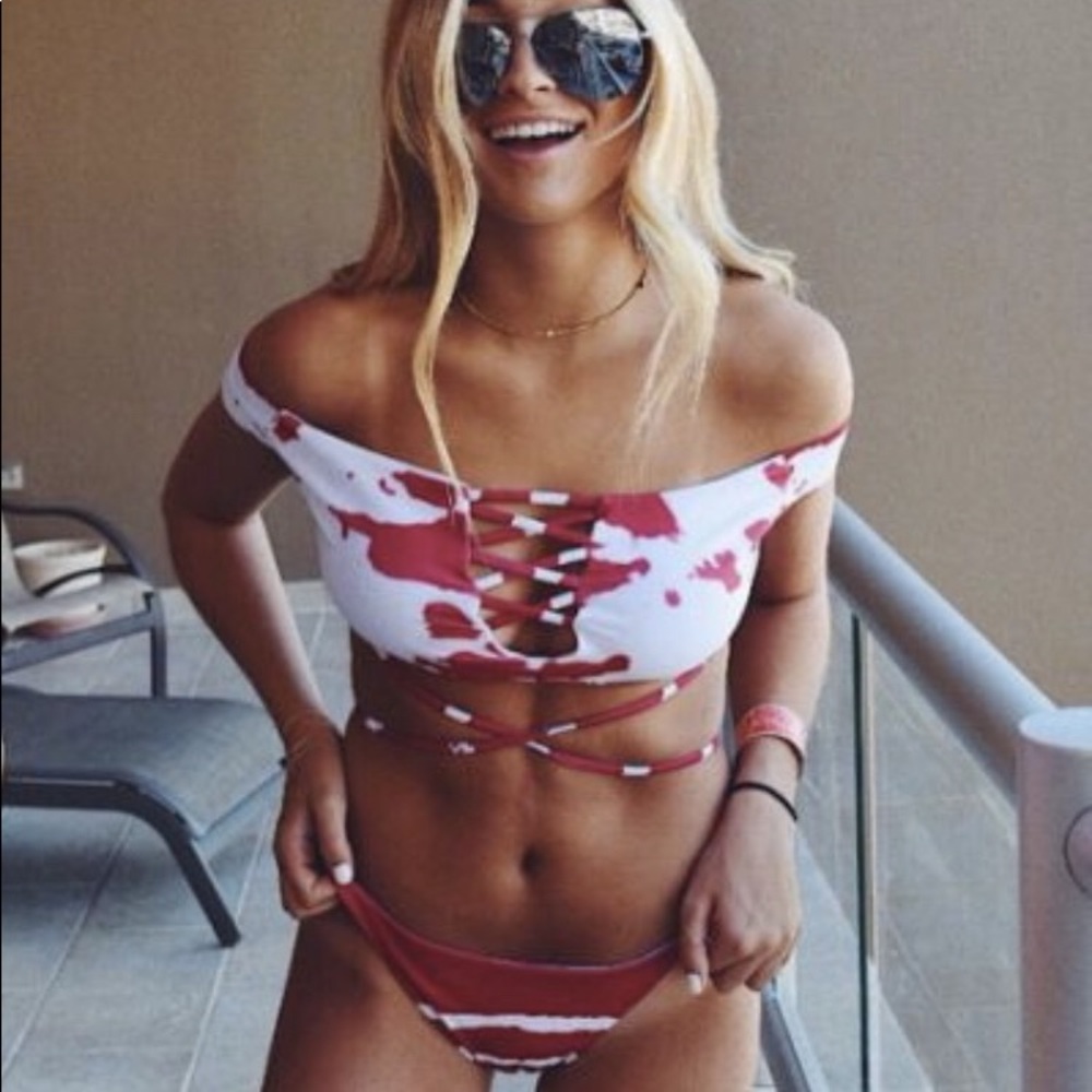 Zaful red tie dye bikini